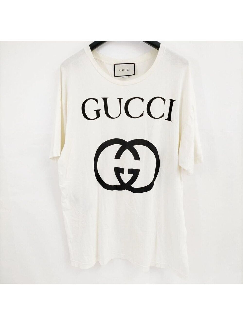 Authentic Gucci Logo White GG Print Cotton T-Shirt Luxury Designer Tee